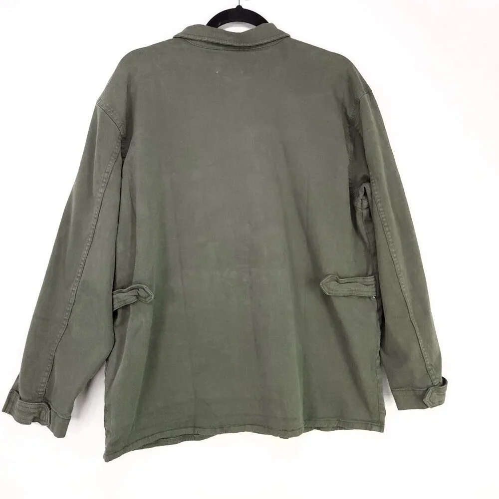 Good American Utility Jacket Size 3 Army Green Front Pockets Snap Button UP - Picture 2 of 11